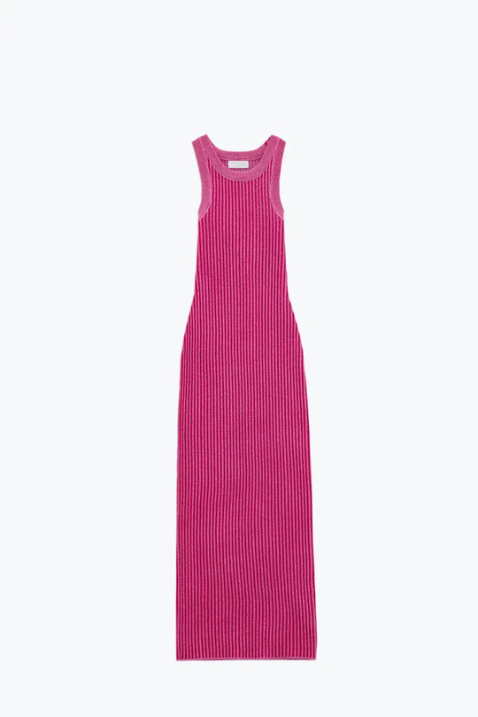 Maxi Sleeveless Halter Bodycon Ribbed Dress in fuchsia - FUCHSIA / ONE - Dresses