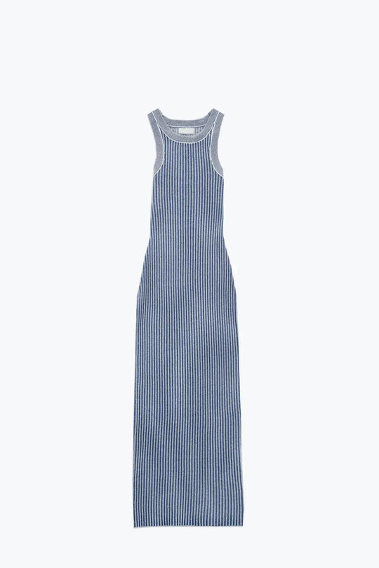 Maxi Sleeveless Halter Bodycon Ribbed Dress in blue - BLUE / ONE - Dresses