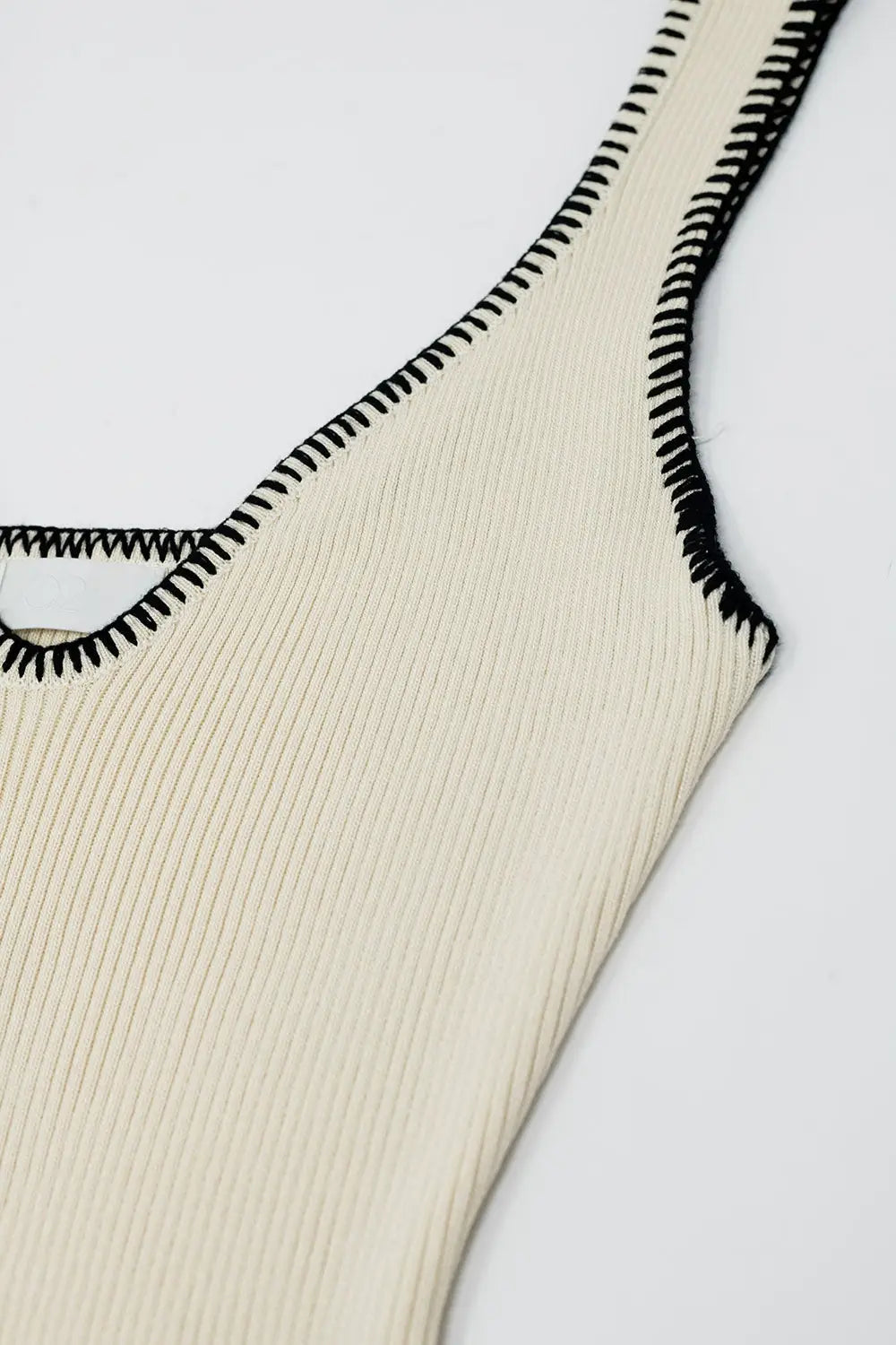 Summer Body Hugging knitted Dress in beige With black Trim - BEIGE / ONE - Dresses