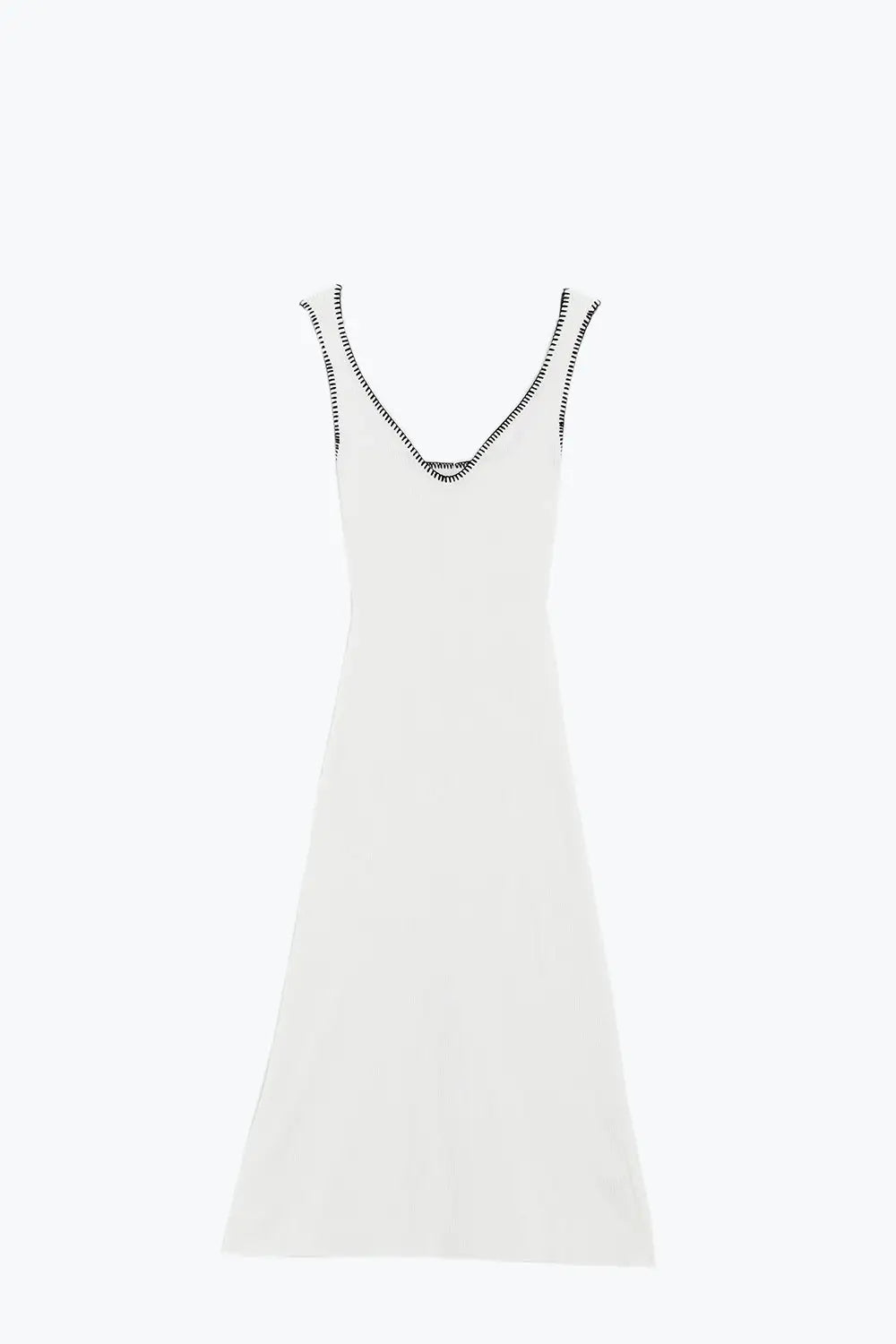 Summer Body Hugging knitted Dress in white With black Trim - WHITE / ONE - Dresses