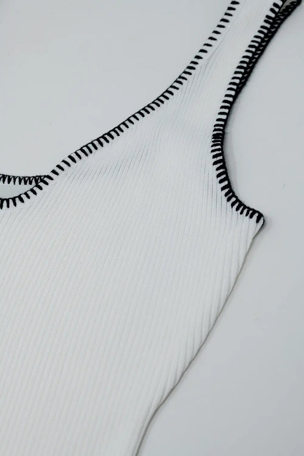 Summer Body Hugging knitted Dress in white With black Trim - WHITE / ONE - Dresses