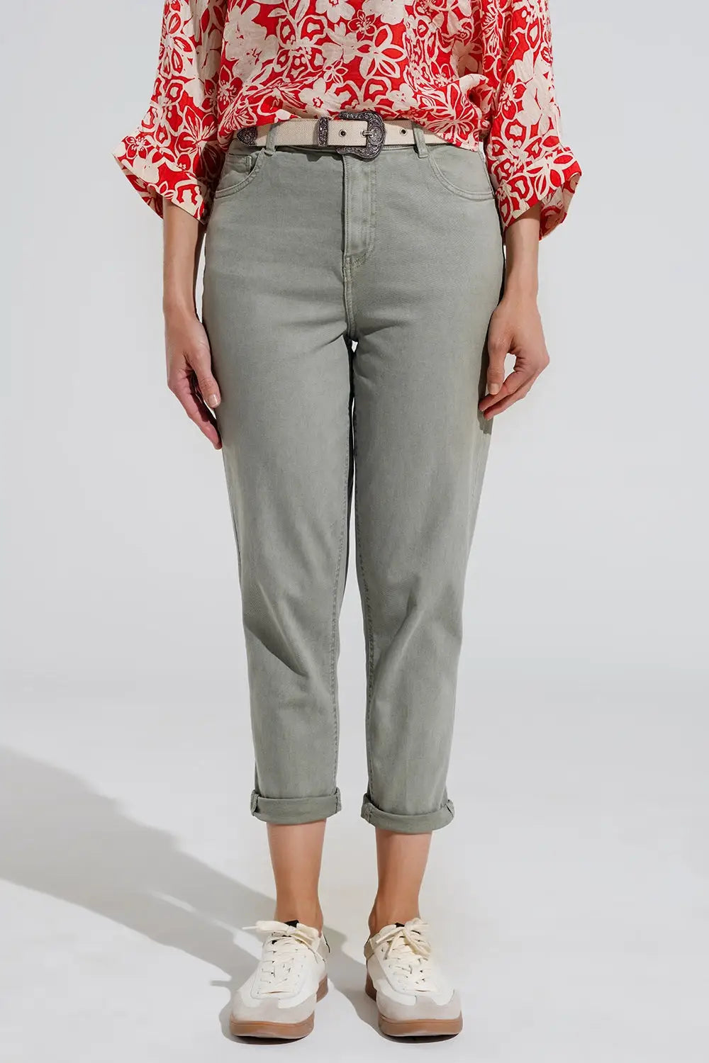 Ankle skinny Basic Jeans in kakhi - Colored Jeans