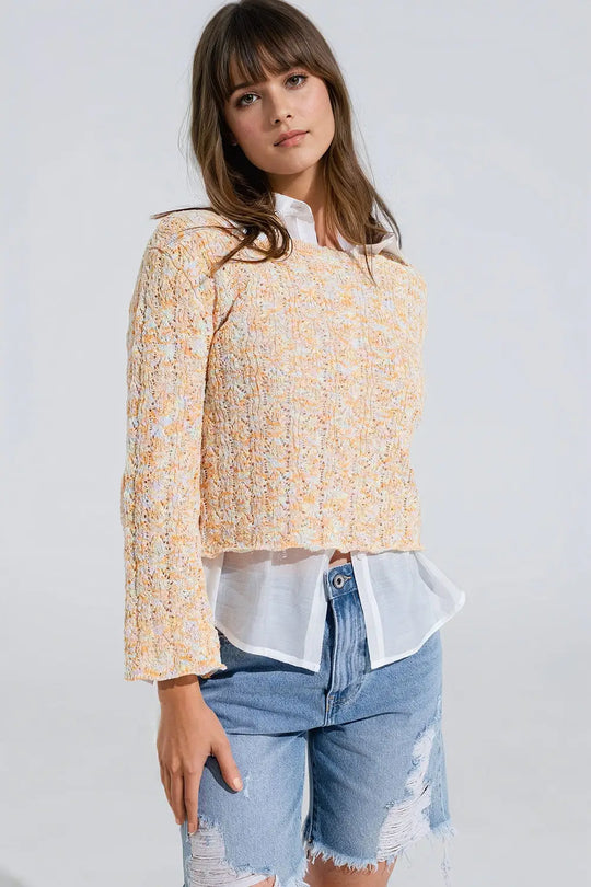 Multicolor Sweater With Flared Sleeves - Sweaters