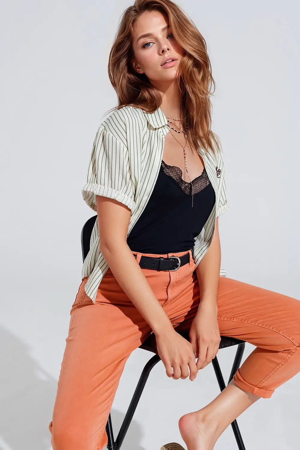 Ankle skinny Basic Jeans in orange - Colored Jeans