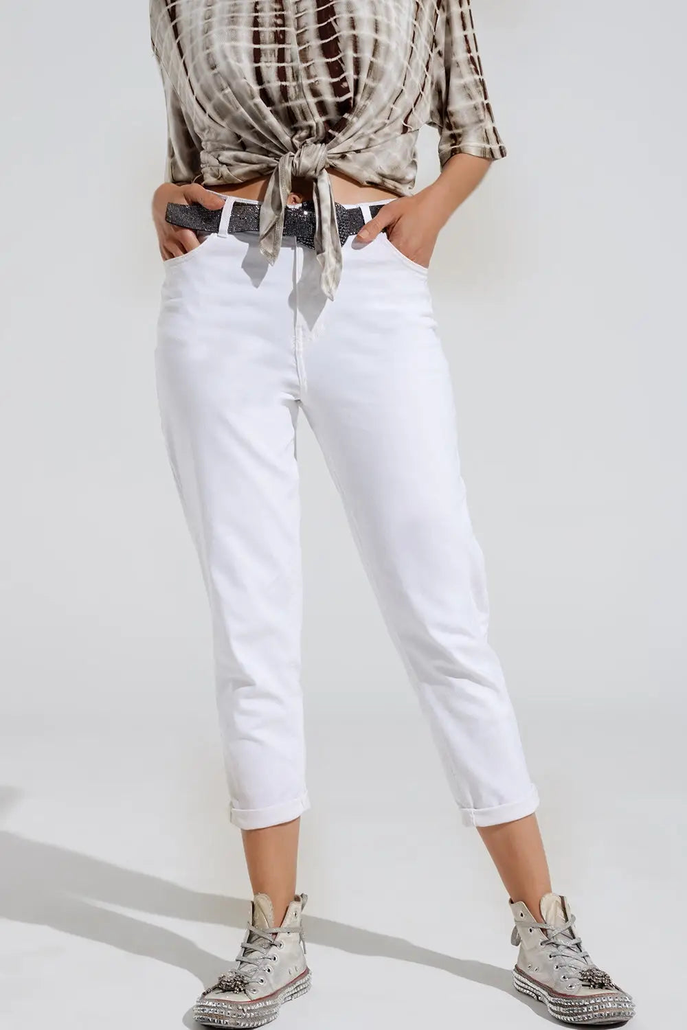 Ankle skinny Basic Jeans in white - Colored Jeans