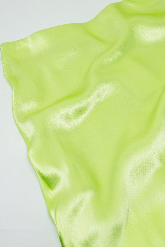 Lime maxi silk skirt with side slit