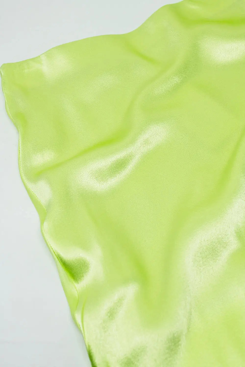 Lime maxi silk skirt with side slit - Skirts