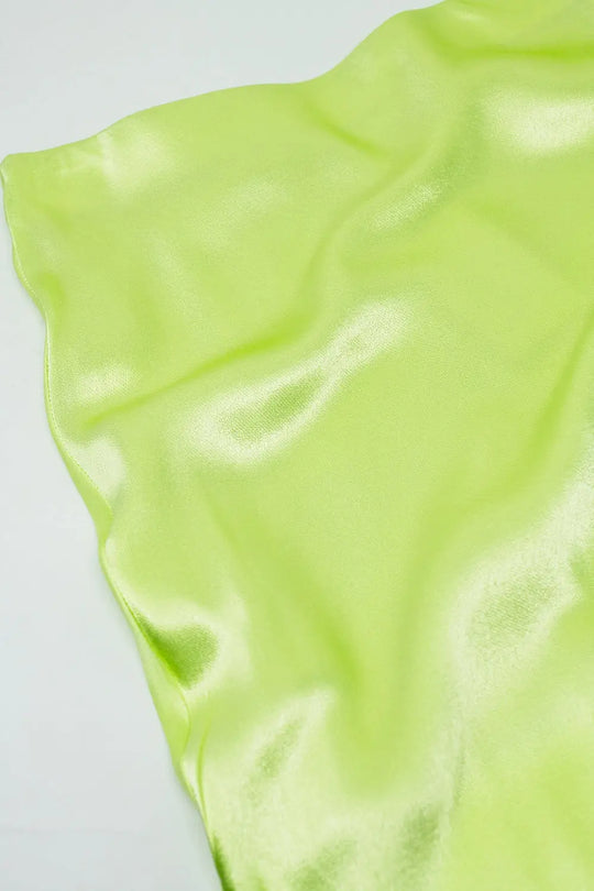 Lime maxi silk skirt with side slit - Skirts