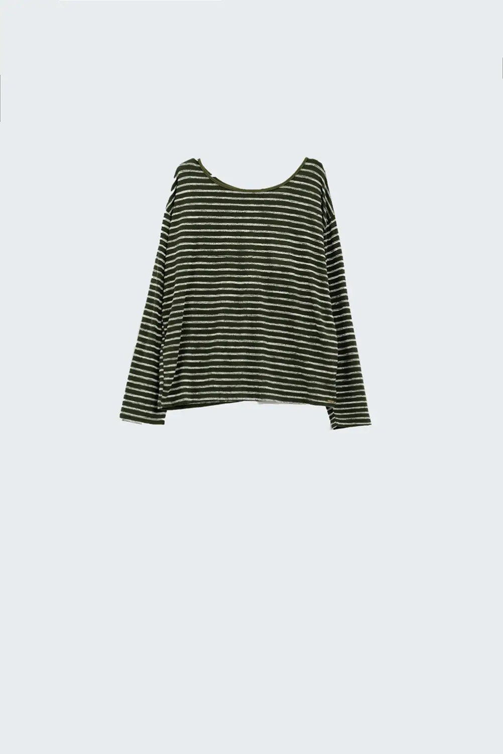 Relaxed striped T-shirt in khaki with open back detail - T-Shirts