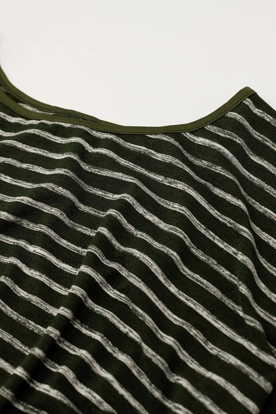 Relaxed striped T-shirt in khaki with open back detail - T-Shirts