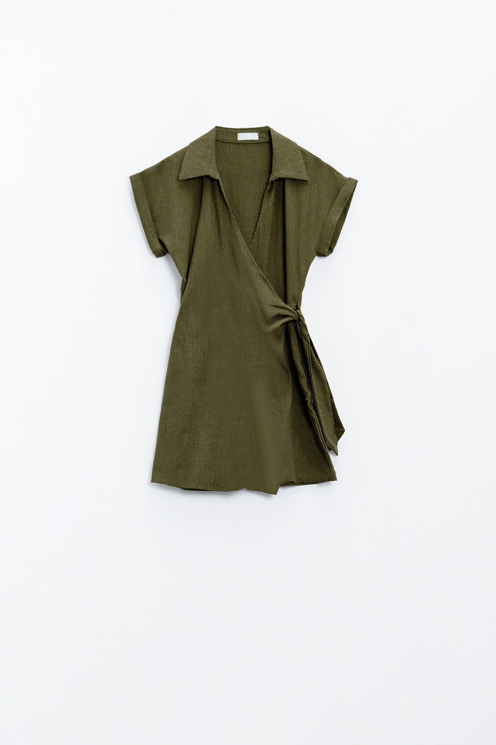 Khaki playsuit With Tie Closing At The Side