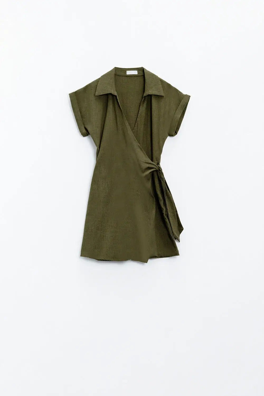 Khaki playsuit With Tie Closing At The Side - Jumpsuits