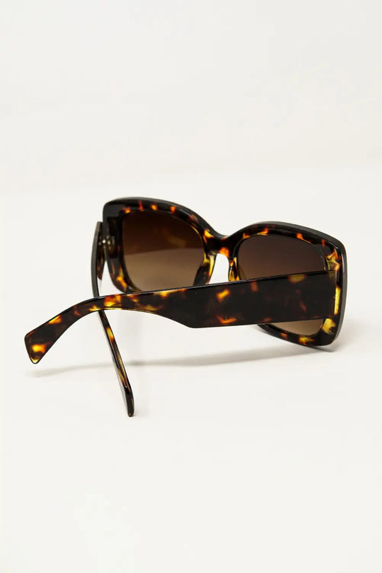 Oversized Squared Thin Frame Sunglasses in Light Tortoise Shell - BROWN / ONE - Sunglasses