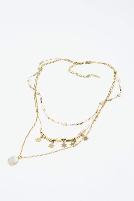 3 in 1 necklace with star and pearl detail