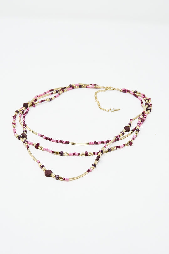 3 in 1 necklace with multicolor stones
