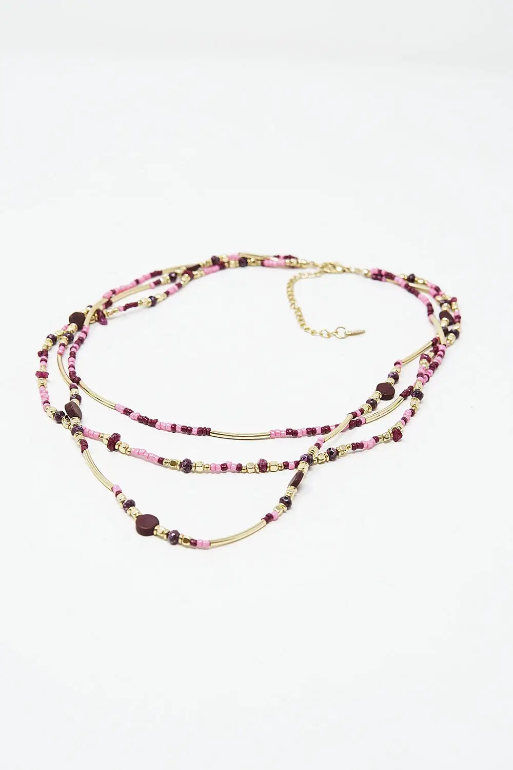 3 in 1 necklace with multicolor stones - RED