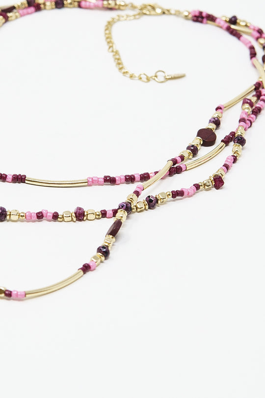 3 in 1 necklace with multicolor stones