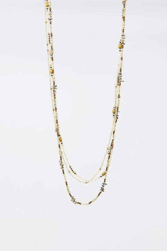 3 in 1 necklace with different type of beads