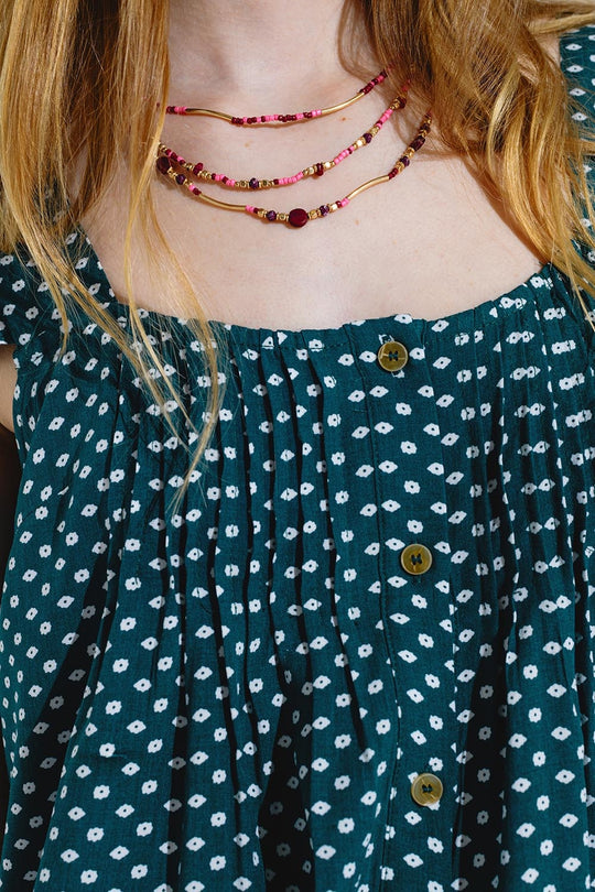 3 in 1 necklace with multicolor stones