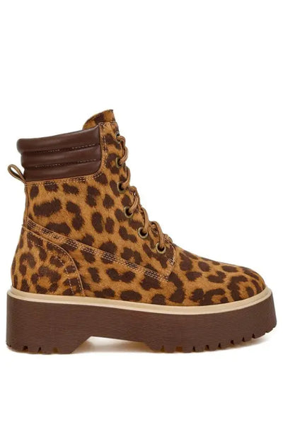 Ujola High Ankle Leopard Print Suede Boots