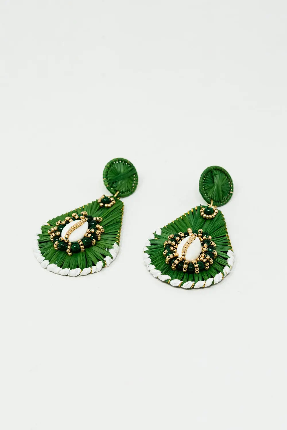 Green Waterdrop Earrings With Embellishments - GREEN / ONE - Earrings