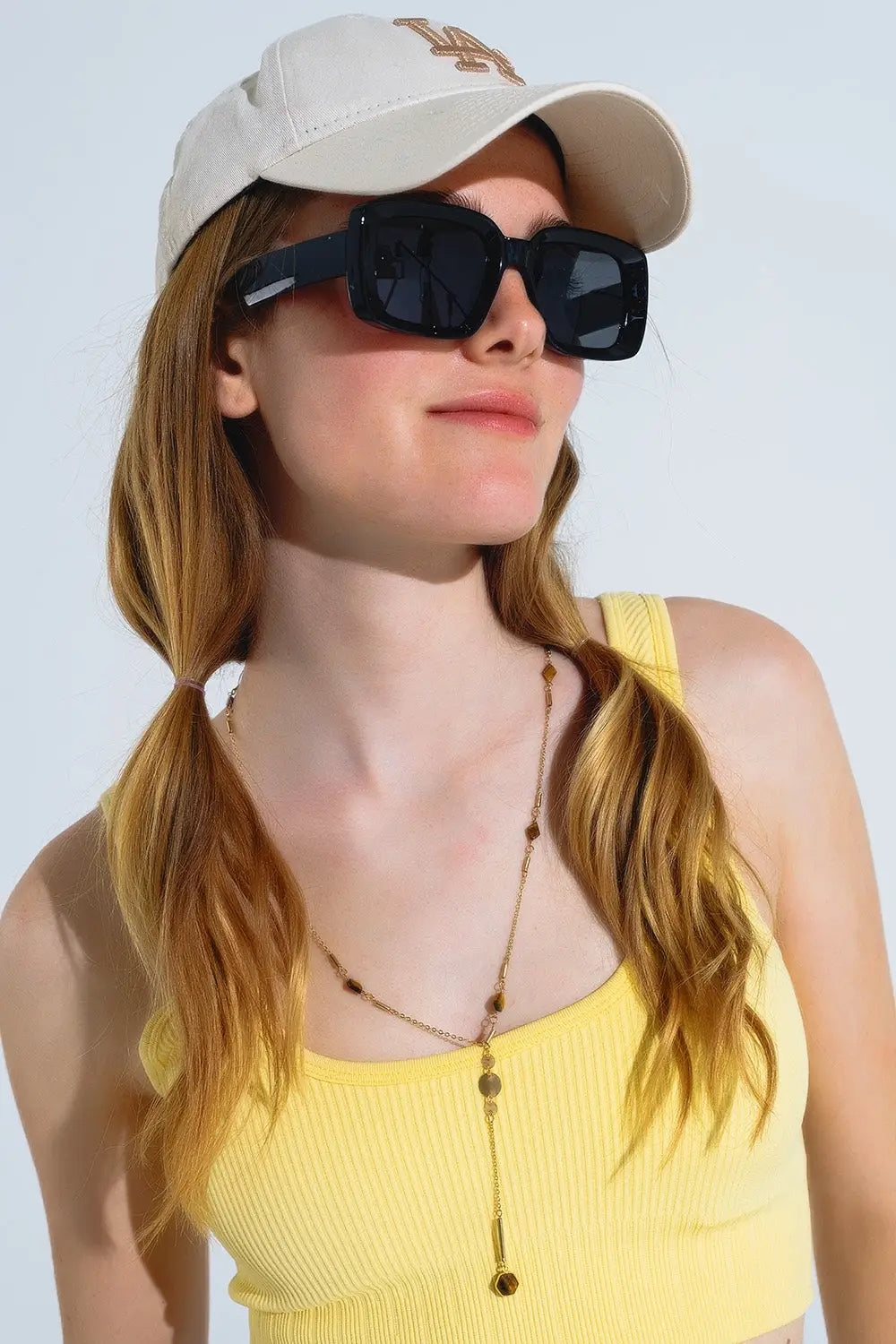 Oversized Squared Thin Frame Sunglasses in Black - BLACK / ONE - Sunglasses