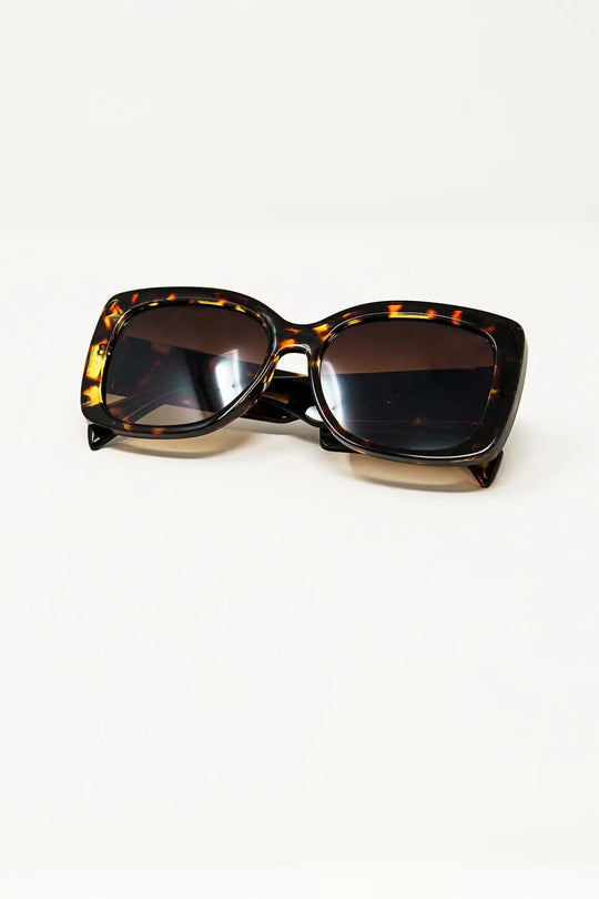 Oversized Squared Thin Frame Sunglasses in Light Tortoise Shell - BROWN / ONE - Sunglasses