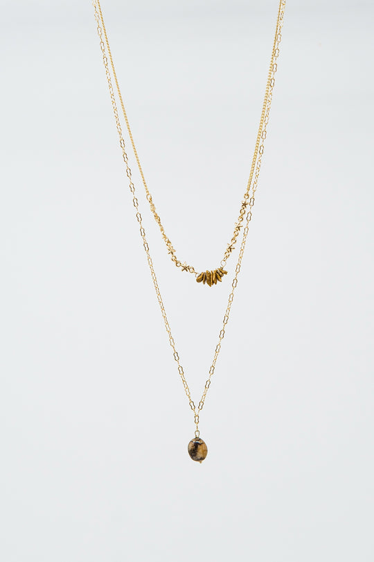 2 in 1 necklace with stone pendant and star details