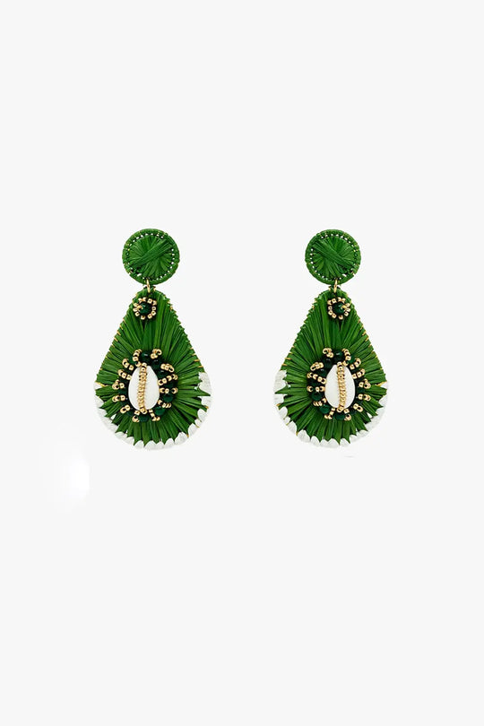 Green Waterdrop Earrings With Embellishments - GREEN / ONE - Earrings