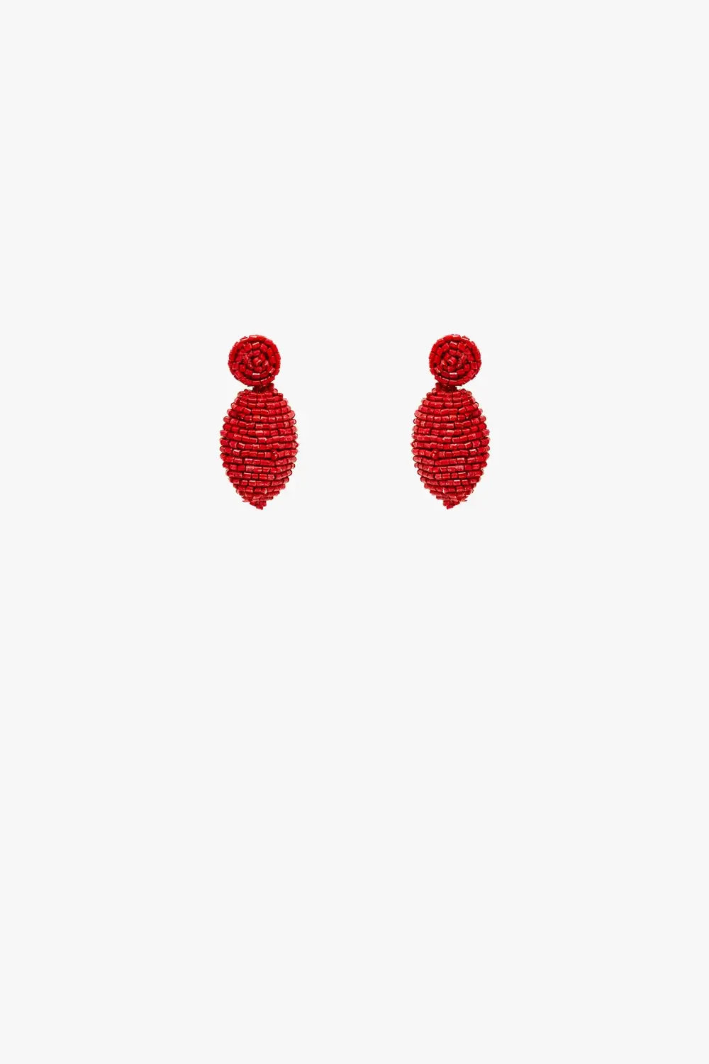 Oval Shape Beaded Earrings in Red - ORANGE / ONE - Earrings