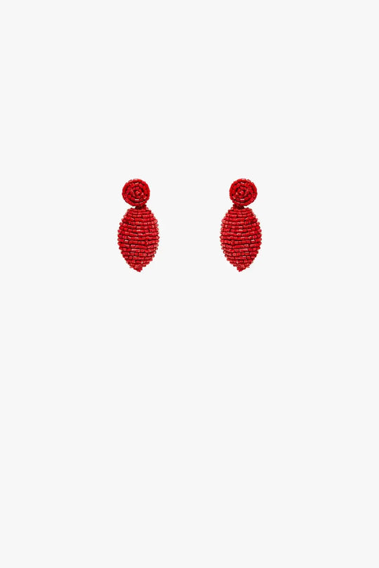 Oval Shape Beaded Earrings in Red - ORANGE / ONE - Earrings