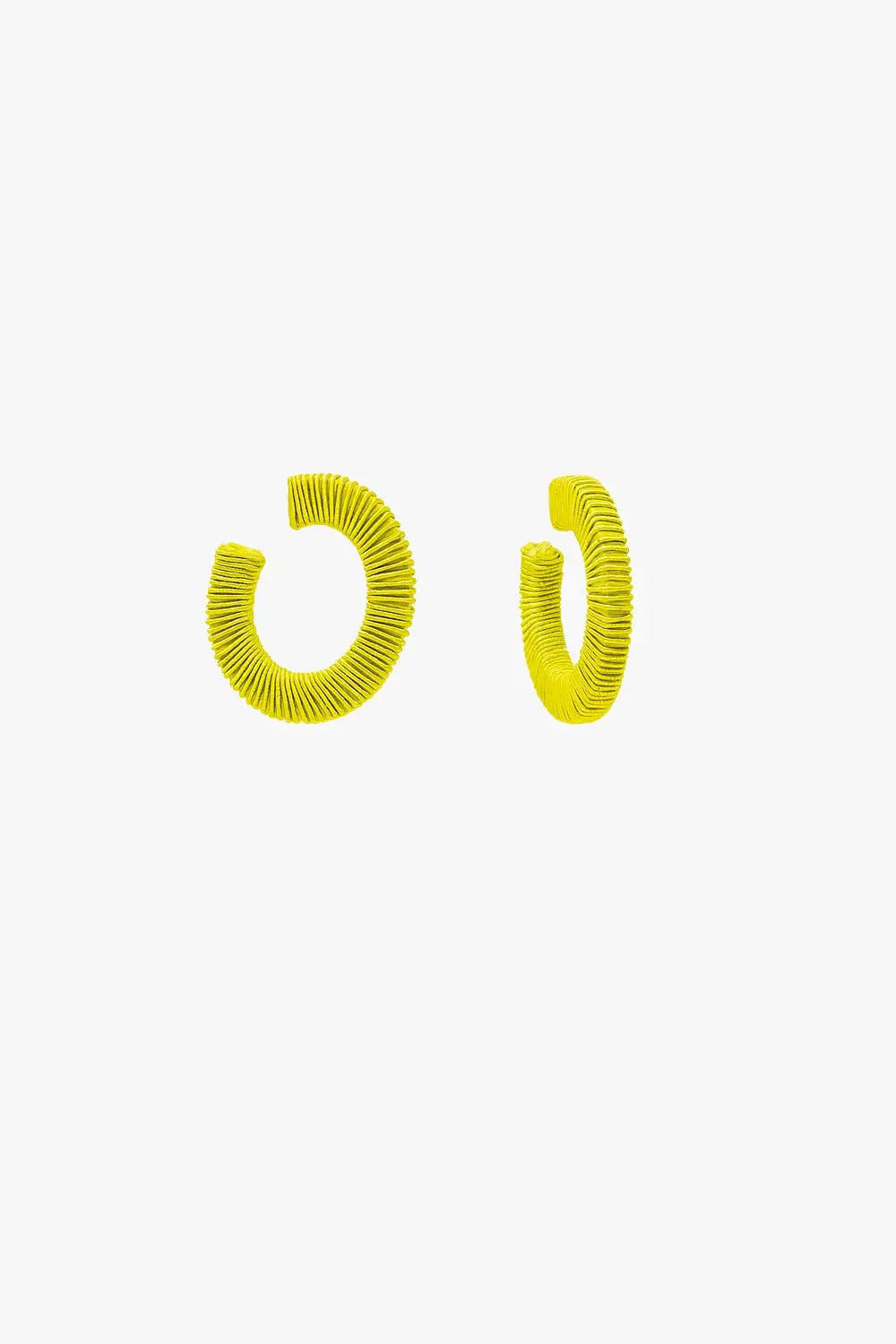 Lime Hoop Earrings With Woven Pattern - GREEN / ONE - Earrings