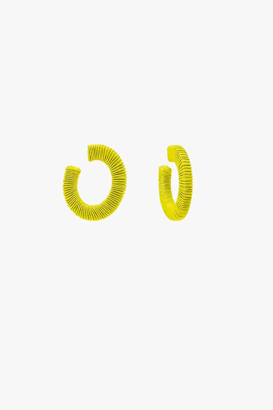 Lime Hoop Earrings With Woven Pattern - GREEN / ONE - Earrings