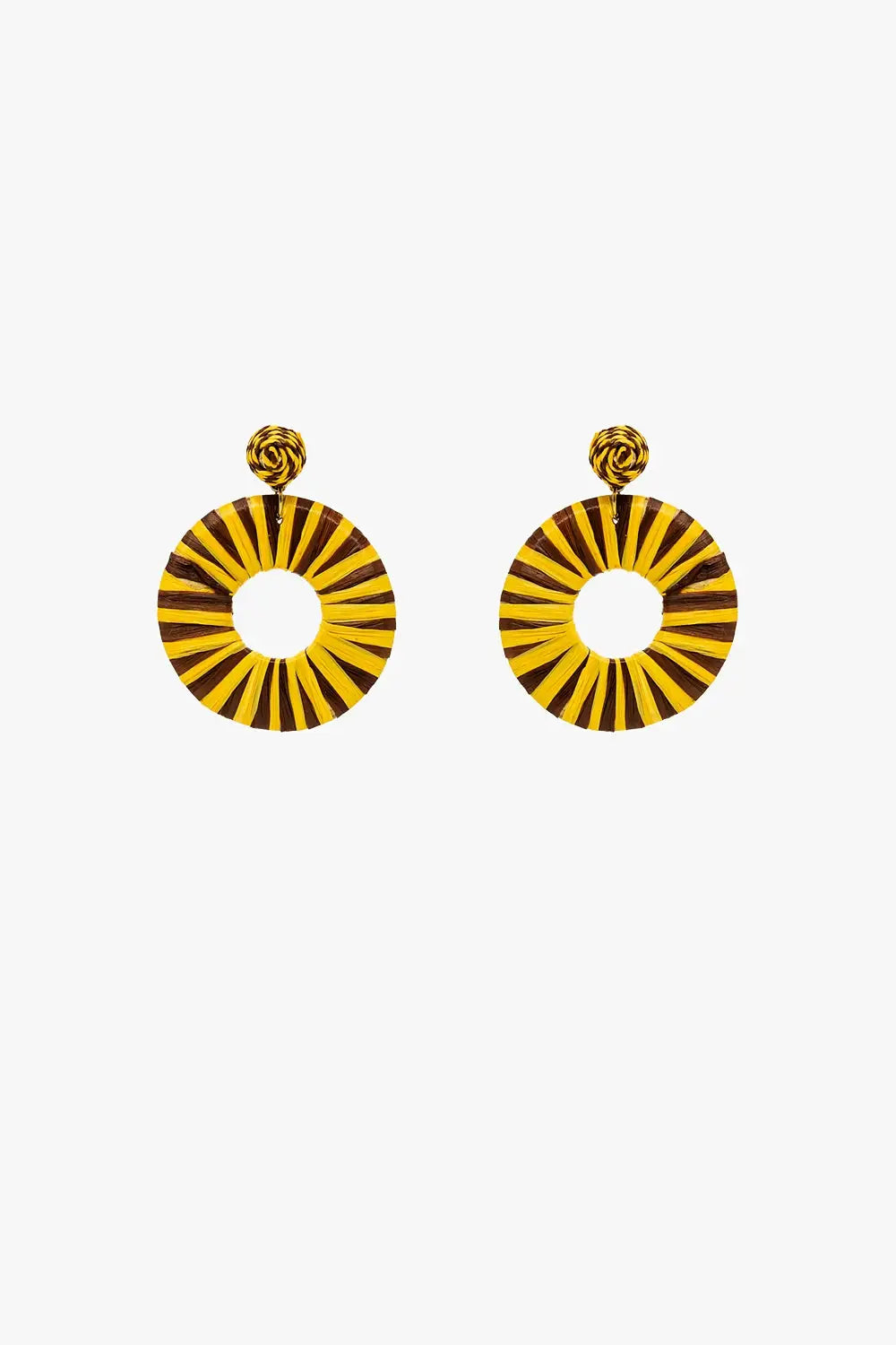 Brown And Yellow Dropped Woven Earrings - YELLOW / ONE - Belts Earrings