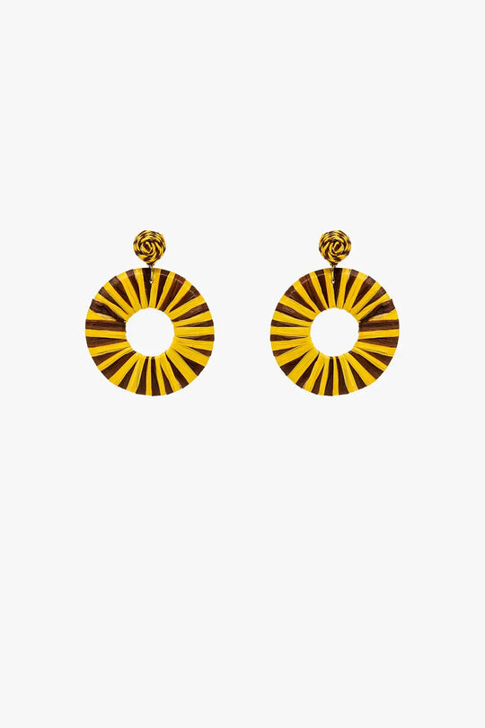 Brown And Yellow Dropped Woven Earrings - YELLOW / ONE - Belts Earrings
