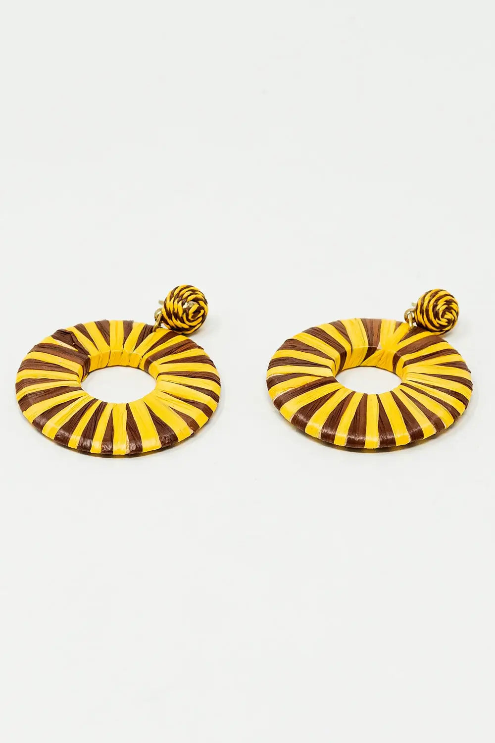 Brown And Yellow Dropped Woven Earrings - YELLOW / ONE - Belts Earrings