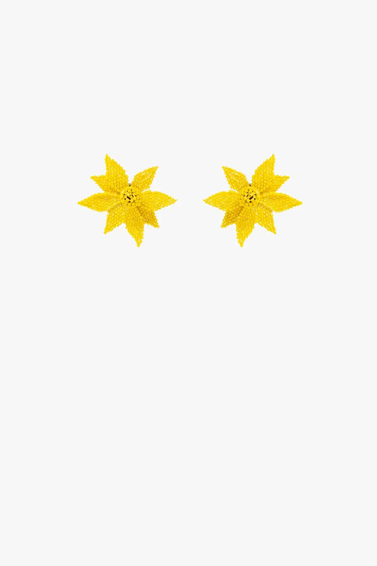 3D Flower Embroidered Earrings In Yellow - YELLOW / ONE - Belts Earrings