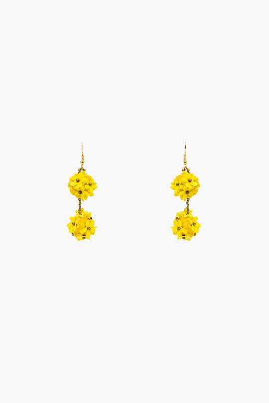 Dropped Flower Statement Earrings With Yellow Daisies