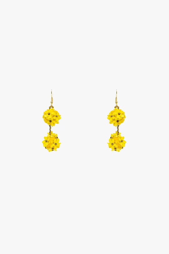 Dropped Flower Statement Earrings With Yellow Daisies - YELLOW / ONE - Belts Earrings