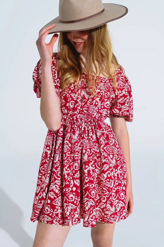 short floral print dress with gathered back - Dresses