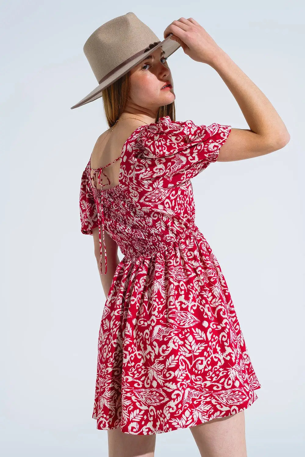 short floral print dress with gathered back - Dresses