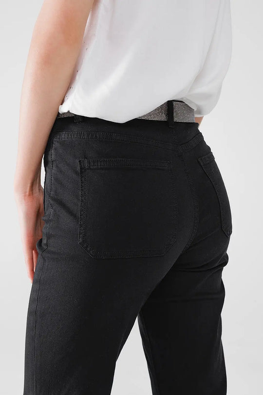 Black Skinny Flared Jeans With Front Pocket Detail - Colored Jeans