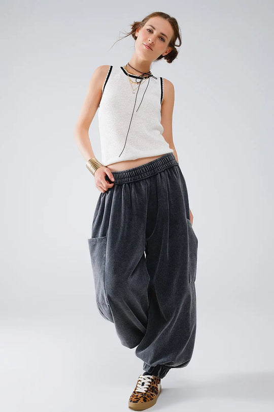 Pointelle White Sleeveless Top With Black and White Trim Detail - Sweaters
