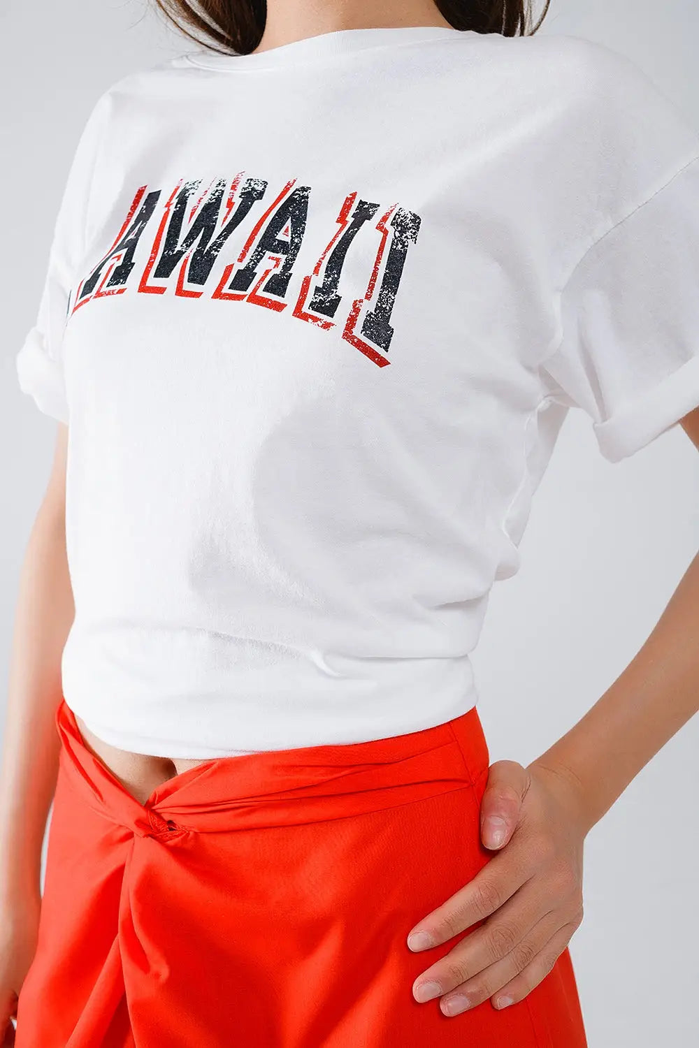 Washed Effect Hawaii T-Shirt In white - WHITE / ONE - T-Shirts