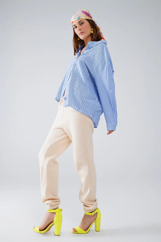 Relaxed Thin Stripe Shirt in Blue - Shirts