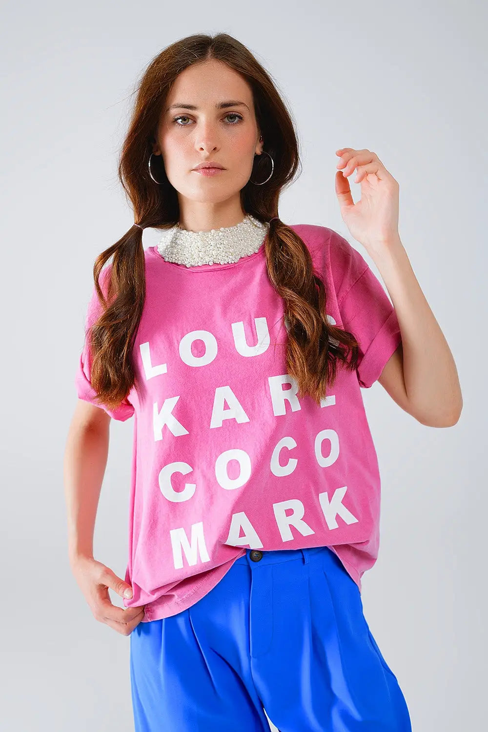Fuchsia T-shirt With famous Names Logos At The Front - FUCHSIA / ONE - T-Shirts