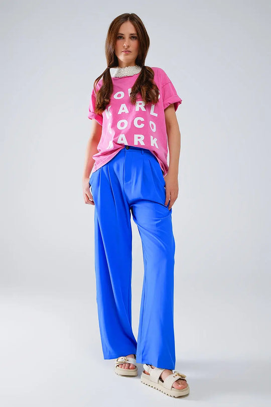 Fuchsia T-shirt With famous Names Logos At The Front - FUCHSIA / ONE - T-Shirts