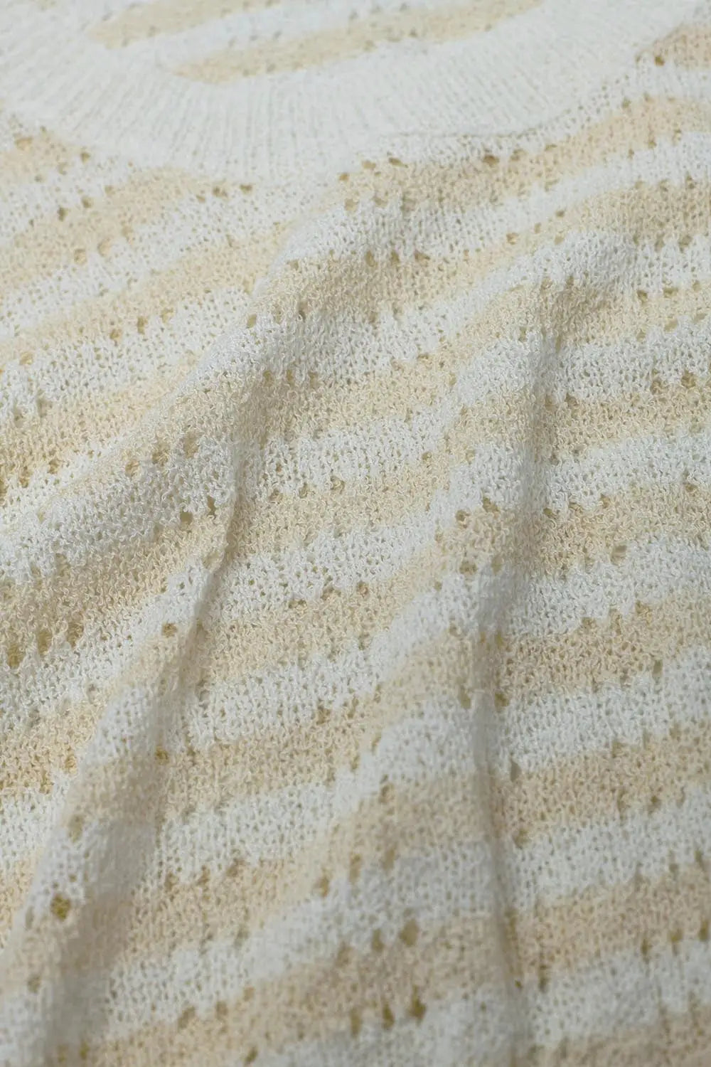 Open Knit Cropped Striped Sleeveless sweater in cream and White - CREAM / ONE - Sweaters