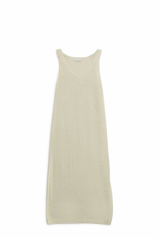 Sleeveless Maxi White Dress With Side Slit - WHITE / ONE - Dresses