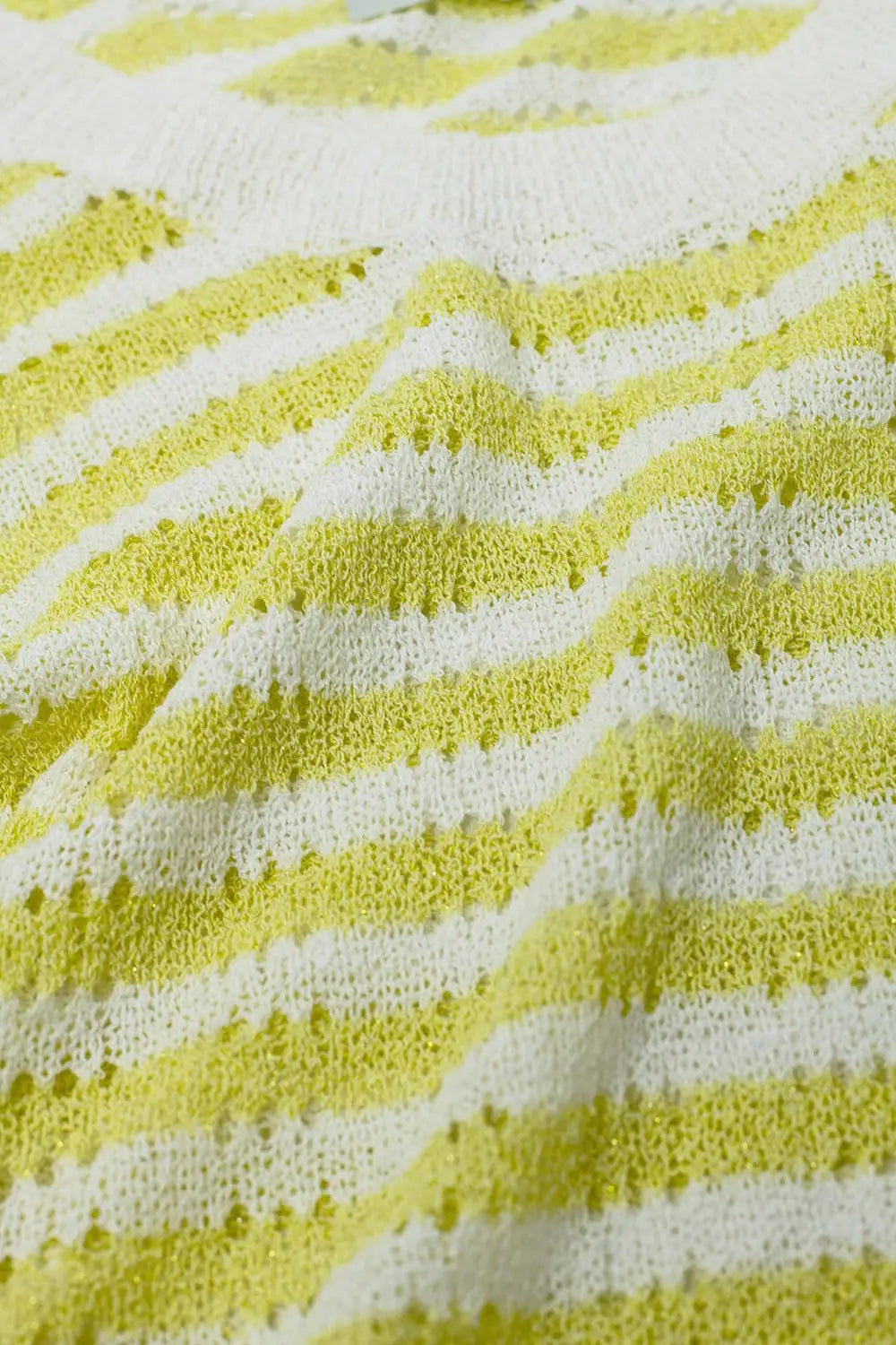 Open Knit Cropped Striped Sleeveless sweater in Yellow and White - YELLOW / ONE - Sweaters